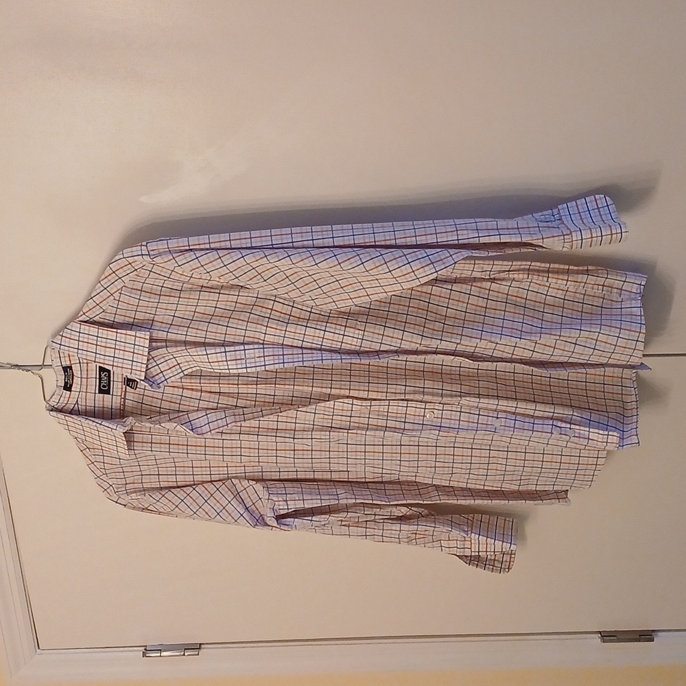 Chaps Men's Plaid Button Down Shirt - White and Blue